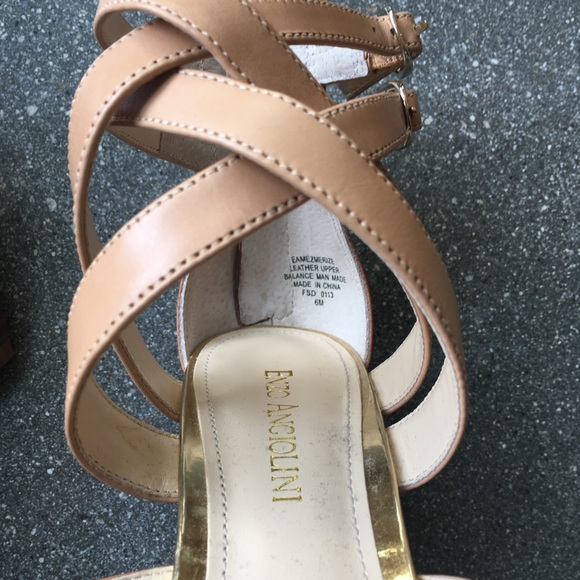 ✨Enzo Angiolini Nude Gold Strappy Heeled Sandals✨ - Picture 3 of 5